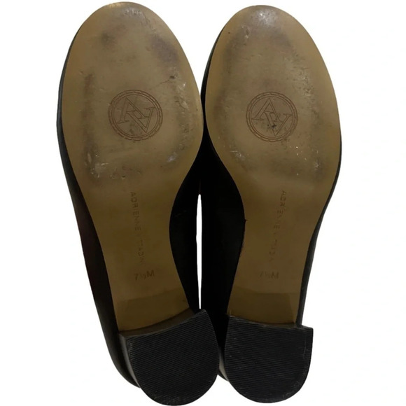 Adrienne Vittadini Glatz Leather black round toe chunky block heel pumps sz 7.5 - Picture 8 of 8
